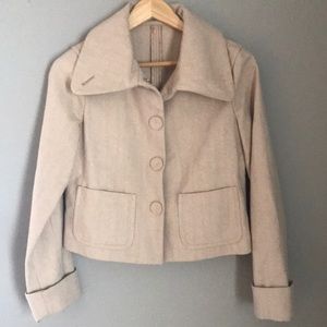 LIZ CLAIBORNE Cropped Wool Herringbone Jacket